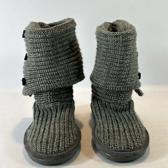 Bearpaw Knit Tall Women's Size 7 Sweater Boots 3 Button Gray Foldable 658W - Picture 5 of 13